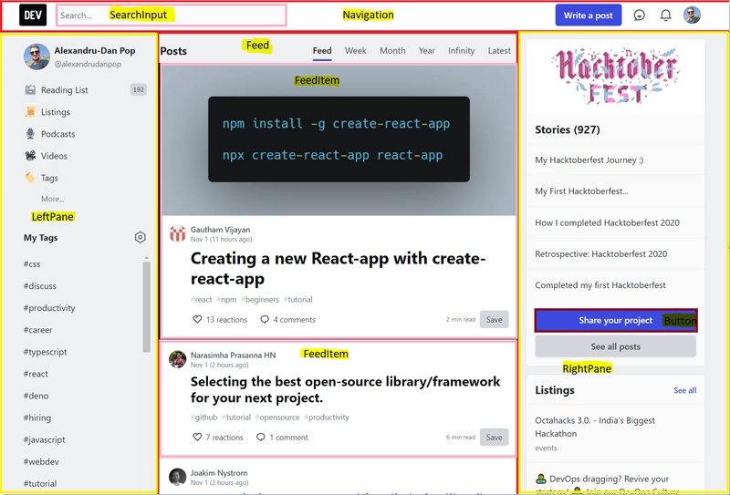 Dev.to React components