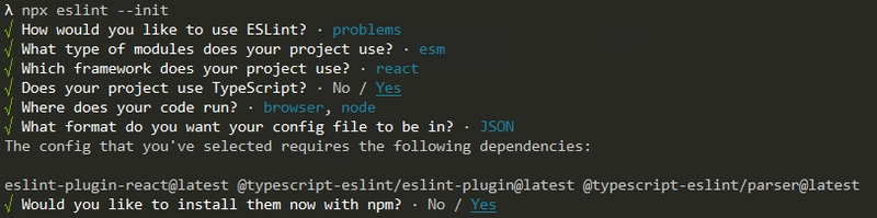 initialize ESLint